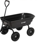 Heavy Duty Poly Yard Dump Cart With Flat Free 10 Inch Tires, 4 Cu Ft Bed, 180 Degree Rotating Handle, 600 Lb Capacity, black poly bed