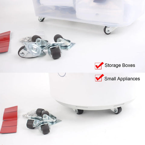 0.5 Inch Mini Swivel Caster Wheels With Self Adhesive Plate Low Profile Rubber Casters for furniture and appliances, installed view