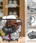 Massive K Cup Pod Holder For Countertop, black steel basket with bird's nest design and durable handle