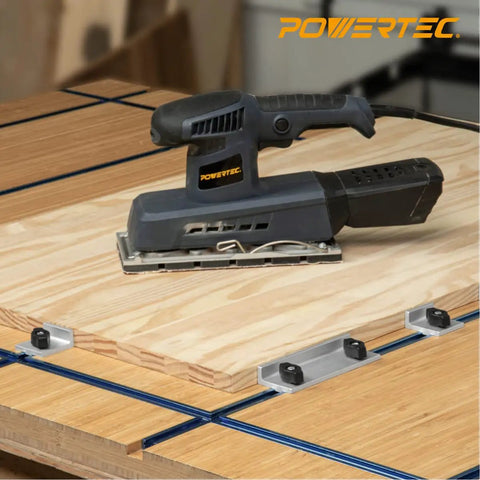 Workhorse T Track Stop Kit For Woodworking And Routing Including 2 Long Stops, 2 Short Stops, 2 Inline Stops, Sander Setup