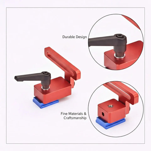 One Pack Aluminum T Track Stopper For Router Table And Table Saw, Must Have Heavy Duty Jig Accessory, red 3.9 x 2.0 x 2.6 inches