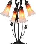 Orange Lily Flower Blown Glass 4 Light Table Lamp For Living Room And Bedroom 16 Inch Wide 22 Inch High