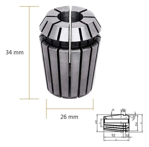 Top Tier 1 Pcs High Precision Er Spring Collet Chuck For CNC Router Mill Machine Lathe Tooling, 34mm length, 26mm diameter.