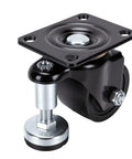 3 Inch Leveling Plate Caster Wheels With Adjustable Feet For Heavy Duty Workshop Gear Smoother Than Butter Swivel Action Dead Nuts Secure At 1322 Lbs Solid Rust Resistant Steel close-up view of caster wheel assembly