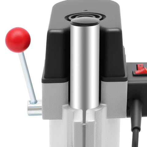 Powerful 340W Benchtop Drill Press With 3 Speed Settings Up To 16,000 RPM 0.98 Inch Drill Depth For Woodworking Metalworking Jewelry Making And DIY Crafts, Compact, precise control lever and motor top view.