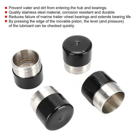 Stainless Steel Boat Trailer Hub Bearing Kit For 4 And 5 Bolt Hubs Built Tough Marine Wheel Bearing Protector With Automatic Pressure Relief Grease Fitting For Boats And Trailers