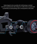 Close-up of 8 Channel 2.4GHz RC Transmitter And Receiver Set with ball bearing details and durable plastic shell.