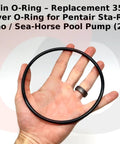 Hand holding Replacement 354533 Cover O-Ring for Pentair Sta-Rite Dynamo Sea Horse Pool Pumps, Basket Lid Seal.