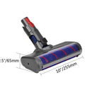 Soft Roller Cleaner Head With LED Headlights For Dyson V7 V8 V10 V11 Gentle Flat Floor Cleaning Tool dimensions shown