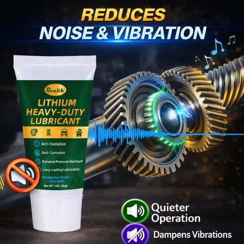 Lithium Grease 1 Oz High Temp Waterproof For Extreme Heat And Wet Conditions tube next to gears reducing noise and vibration