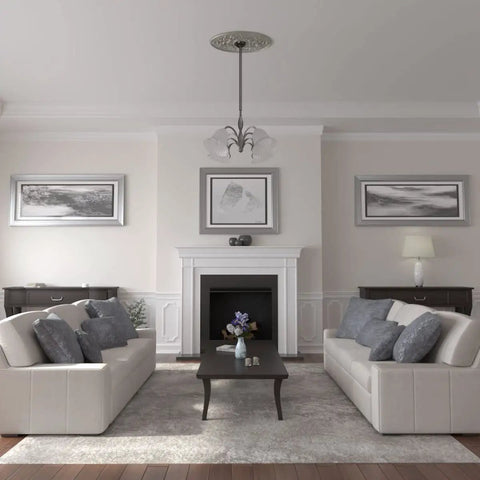Alexa Ceiling Medallion in Flash Gold Dope Finish with lightweight hand painted detail in elegant living room decor