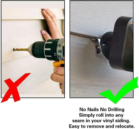 Heavy Duty Vinyl Siding Hooks And Clamps 10 Pack No Hassle Camera Mount For Blink Arlo Ring showing installation without drilling.