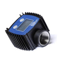 Real Time Flow Meter Sensor For Fuel And Water With K24 Gear, Digital LCD Readout, threaded connector visible, side view