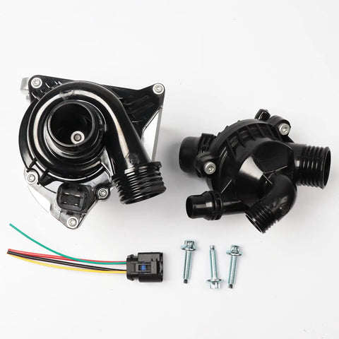 Heavy Duty Electric Water Pump And Thermostat A Hella Smooth Cooling Upgrade That Cuts Coolant Drips Fast Fits Oe 11517632426 11517563659 11517588885 with connector and screws