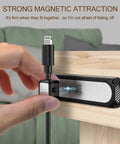 Magnetic Cable Holder Six Slot Cable Clips For Under Desk Self Adhesive Wire Organizer Black in use with Lightning cord