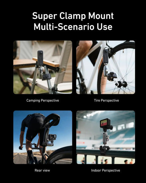 Super Clamp Camera Mount With 360 Dual Ball Head For Bike Handlebar Mounts multi-scenario use outdoor and indoor setups