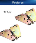 Four Pack Premium Drop Leaf Table Hinges Heavy Duty Zinc Plated Steel Folding Table Brackets With Easy Setup Screws Bronze Tone close-up of two hinges.