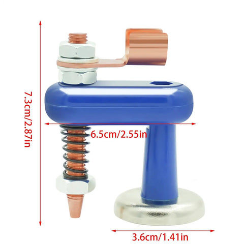Heavy Duty Magnetic Welding Ground Clamp Tool With Rust Resistant Slip Grip For All Metal Surface Soldering Projects And Reliable Fixture Work, blue, 7.3cm