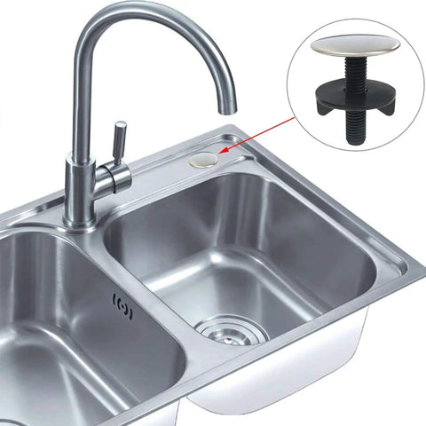 Two Pack Stainless Steel Sink Hole Cover And Faucet Hole Plate Stopper Blanking Plug For Kitchen Sink Leak Proof And Durable visible on sink