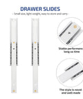 Full Extension Drawer Slides 2 Pack 100mm Aluminum Alloy Self-Closing Glides For Furniture Repair, Quick-Release Latches, Tool-Free Install