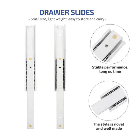 Full Extension Drawer Slides 2 Pack 100mm Aluminum Alloy Self-Closing Glides For Furniture Repair, Quick-Release Latches, Tool-Free Install