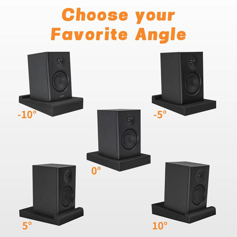 Two Pack Studio Monitor Isolation Pads For 3 To 5 Inch Speakers, High Density Foam Vibration Dampening For Clearer Sound shown at different angles