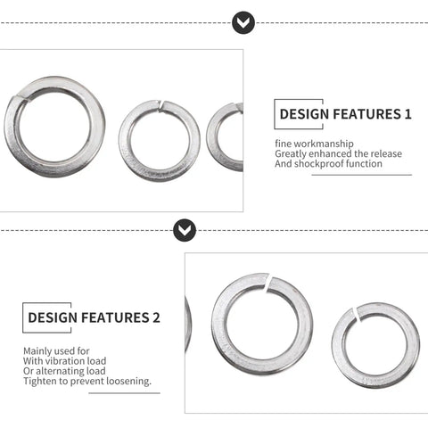 600 Piece Stainless Steel All Purpose Spring Gasket Washer Kit With Lock And Split Washers For Cars Trucks Buses Industrial Equipment Wind Turbines Machinery Marine Rail And More. Stainless steel split lock washers