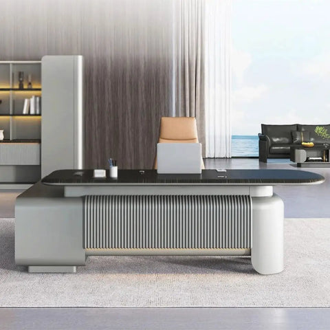 Executive Boss Computer Desk Featuring Dual Storage Cabinets Adjustable Height Standing Option And Heavy Duty Frame For Your Best Home Office Setup To Crush Projects Without Breaking A Sweat with sleek design and spacious surface.
