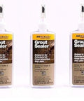 Triple-Bottle 6-Ounce Grout Sealer for Tile and Grout protects against spills and stains, three bottles standing side by side.