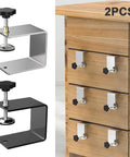 Heavy Duty Drawer Front Clamps Set Black Stainless Steel C Clamps For Woodworking Dual End Fixing Clips installed on drawers