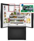 Replacement Fridge Defrost Control Board Compatible With Multiple Model Numbers Including 5303918476, 241508001, mounted inside fridge