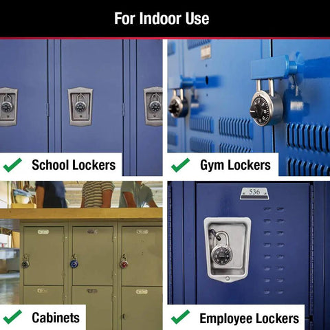 Black Gym Locker Padlock With Preset Three Digit Combination For Indoor Use on various lockers and cabinets