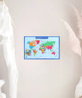 World Map Poster Set 2-Pack For Classroom And Home Learning, 19.68 By 13.77 Inches, bright world map on wall, kid-friendly reference