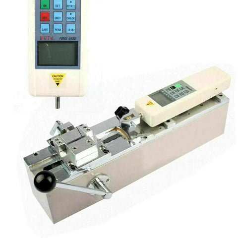 HP-500 Digital Force Gauge 1000N 110V Push-Pull Tester With Test Bench Bracket Fixture And Digital Display For Precise Tensile And Compression Force Measurement, 1% Accuracy, Easy Setup on horizontal metal test bench