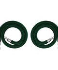 Green Velvet Stanchion Rope 2 Pack, 5 Ft Crowd Control Barriers With Silver Hooks for VIP Red Carpet Events and Museums