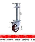 Set Of Two Tough As Nails Swivel Scaffold Wheels With 15 Cm Threaded Stem Industrial Casters featuring a 30cm screw for job site mobility.