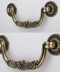 Set Of 6 Antique Bronze Drop Bail Cabinet Pulls With Carved Texture For Drawer Dresser And Closet Furniture, 5 Inch Hole Centers.