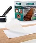 Clear Non Slip Stair Treads For Wooden Steps Indoor With Roller 15 PCS Pre Cut Peel And Stick Anti Slip Strips For Stair Runners