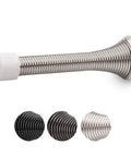Dang Sturdy 12 Pack Spring Door Stops With Rubber Bumpers, Heavy Duty Satin Nickel Baseboard Guards shown with white end cap.