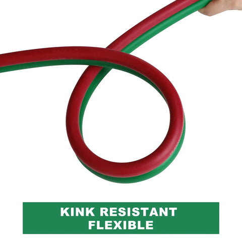 Pro Grade Dual Line Oxygen And Acetylene Hose Set 1/4 Inch By 25 Feet showing kink resistance and flexibility
