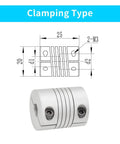 Flexible Beam Coupling 6mm To 6.35mm Bore Aluminum Shaft Coupler 25mm Length 20mm Diameter For Stepper And Servo Motors, clamping type
