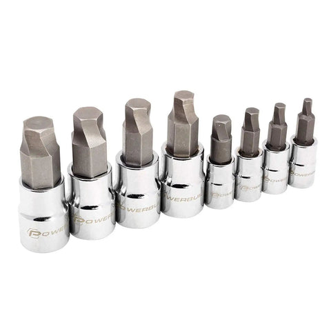 Zeon Metric Hex Bit Socket Set 8 Piece for Damaged Fasteners and Rusted Rounded Bolts Sizes 3mm to 10mm S2 Steel Bits Chrome Vanadium