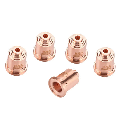 Durable 85 Amp Plasma Cutter Nozzle Tips And Consumables For Max85 Torch with premium copper electrods in a five-pack.