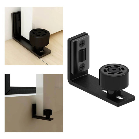 Heavy Duty Floor Guide For Sliding Barn Doors With Double Wheel Bottom Roller Wall Mount System No Punching Required Black 1 Pack
