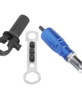 Heavy Duty Cordless Rivet Tool Kit For Drill With Aluminum Alloy And Plastic Ergonomic Hand Riveter Adapter Perfect For Auto Metalwork Projects That Get The Job Done Fast, blue adapter and rivet heads