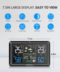 All In One Wireless Home Weather Station With 7 Point 5 Inch Display Indoor Outdoor Thermometer Atomic Clock With WWVB