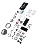 Components of Aircraft Turbofan Engine Model Kit in Aluminum And Zinc Alloy 1 To 12 Scale Motor Driven laid out on a white surface.