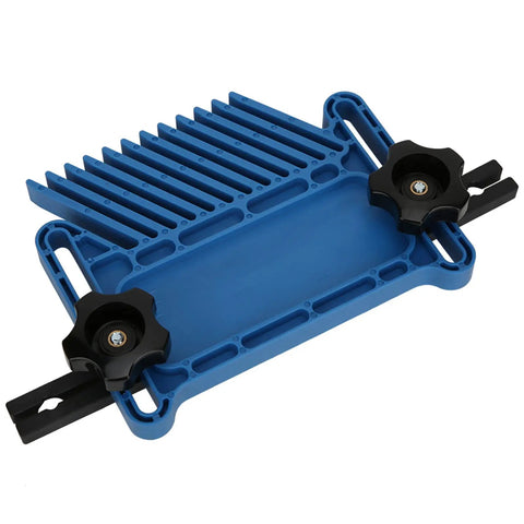Heavy Duty Two Piece Table Saw Featherboard Set Woodworking Kickback Guard with blue PP plastic design and friction control clamps.