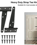 Four Pack Badass Heavy Duty T Strap Hinges Built Tough From Rustproof Wrought Iron With Classic Black Finish for door installation.