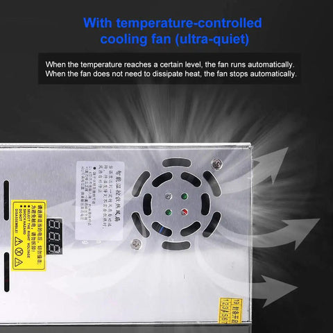 AC To DC Converter Power Supply 110 to 220V To 0 to 48V Adjustable DC Output Beefy 480W Peak 10A Max with cooling fan